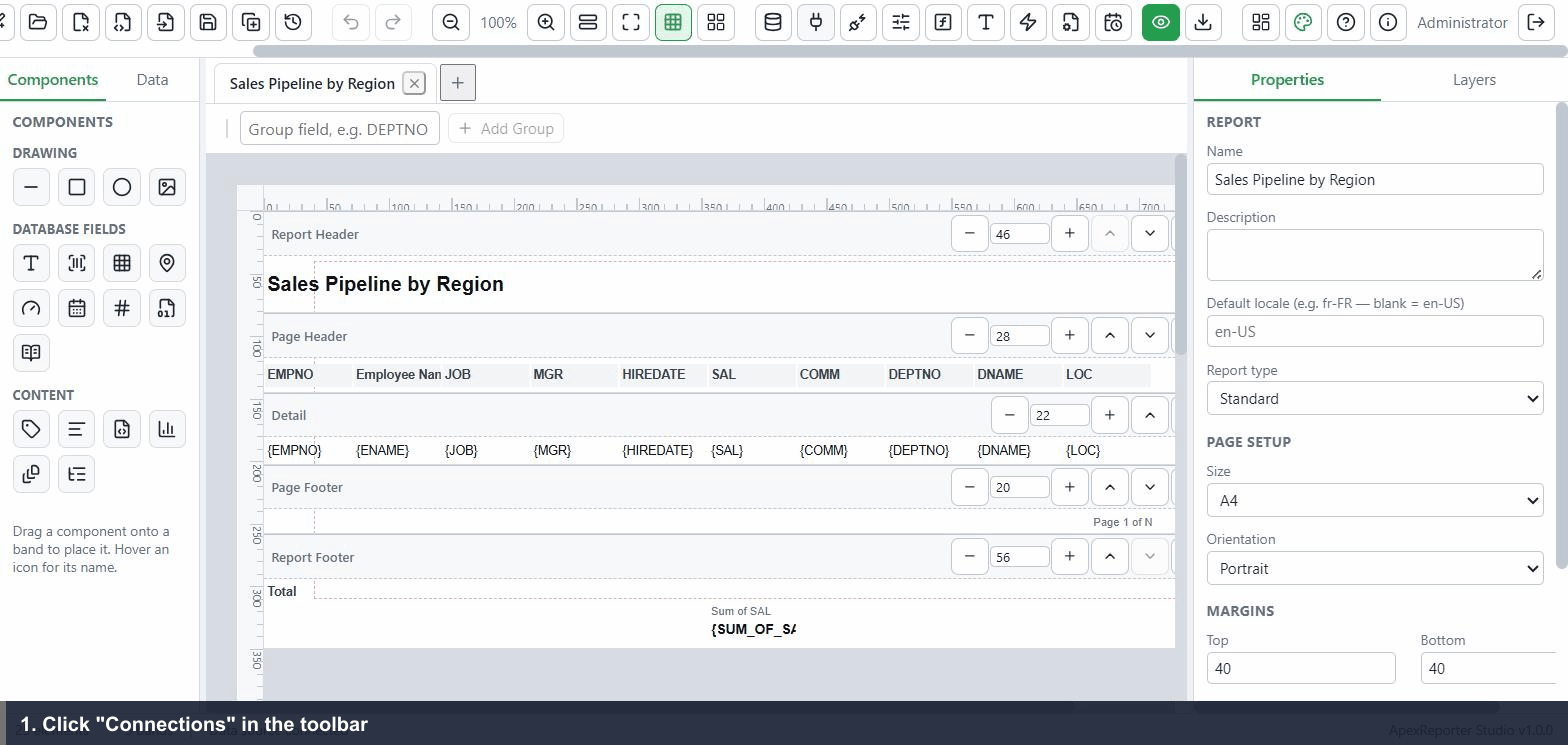 Creating a PostgreSQL connection at a custom host