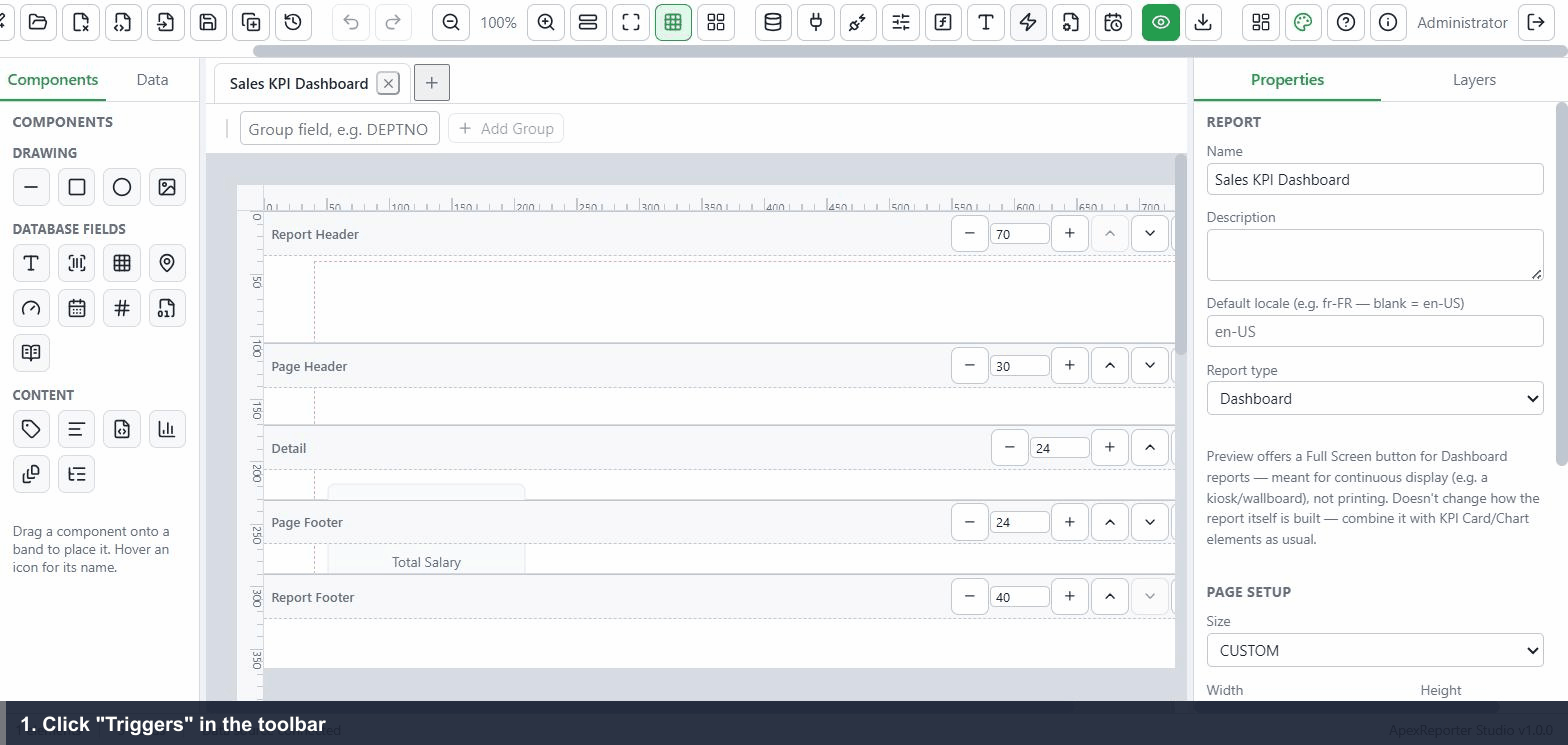 Adding a Before Report PL/SQL trigger and testing it